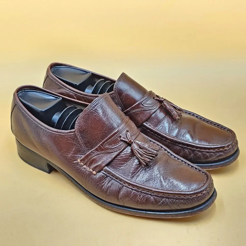 Vintage Freeman Lightlines Brown Leather Classic Dress Loafers F 55436 Size 12 M